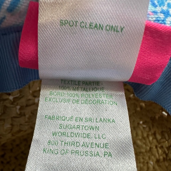 Lilly Pulitzer Sun Hat 4th of July Sea To Shining Sea Pattern Pink Blue - Picture 7 of 8